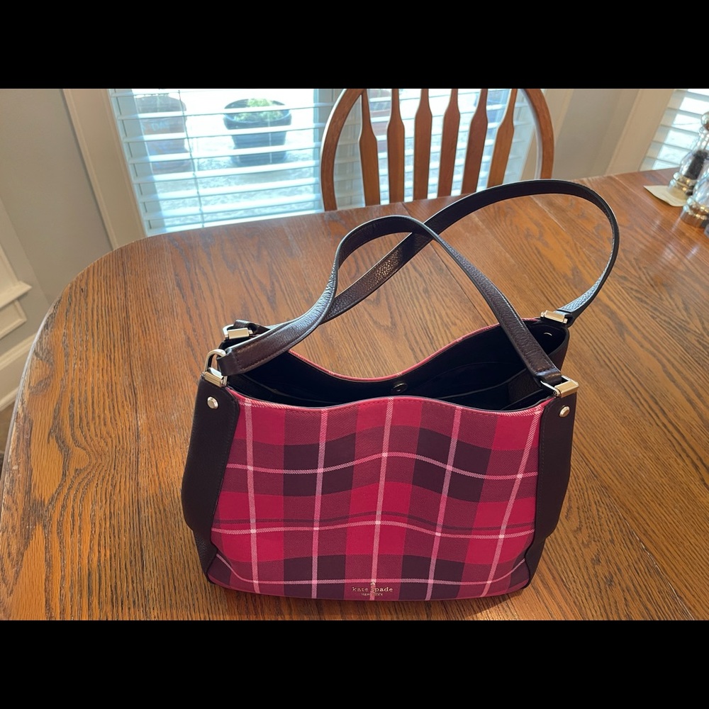 Kate Spade shoulder bag. Pink plaid hardly used